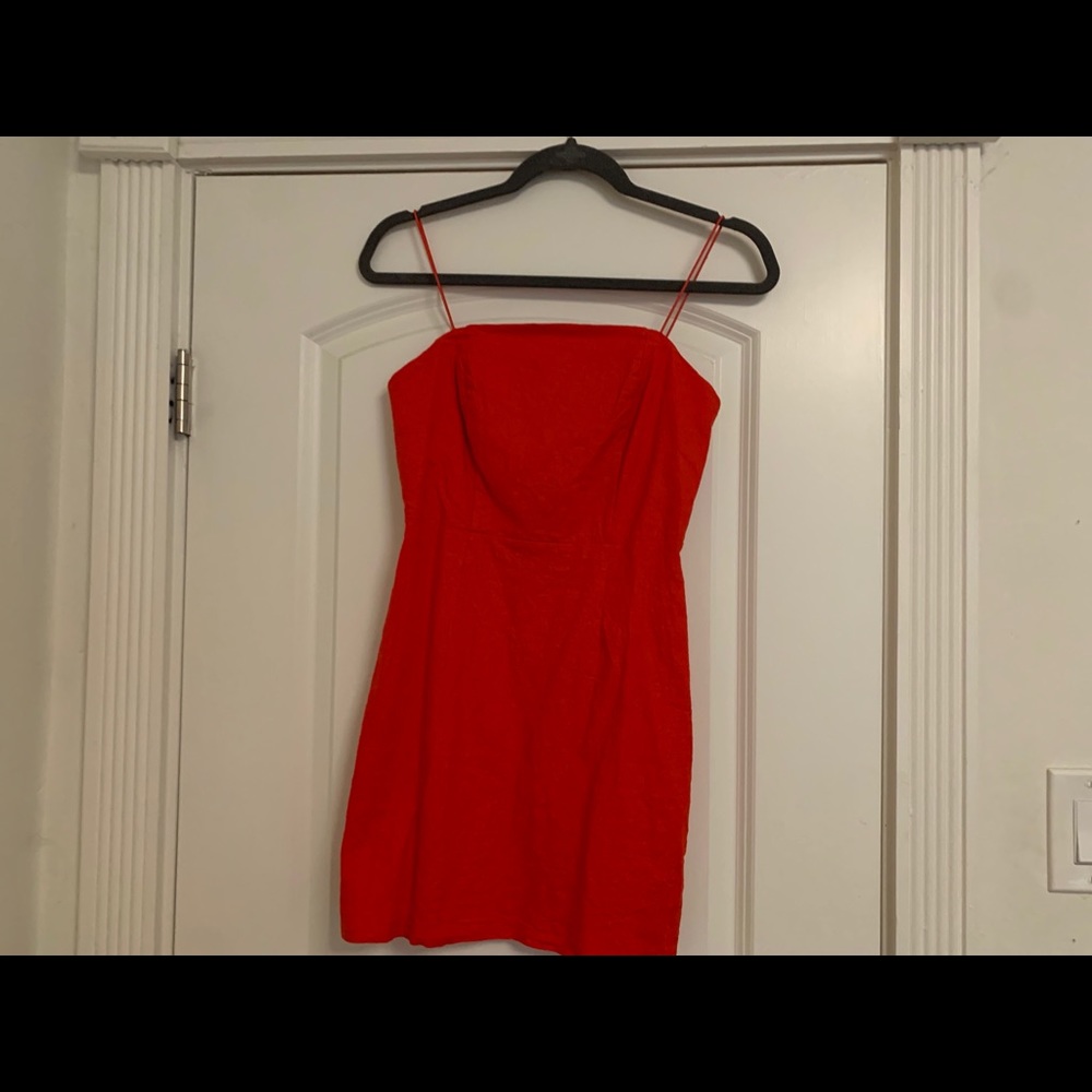 Red bodycon linen dress
